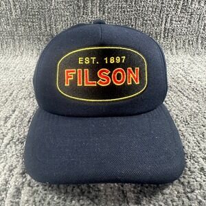 Filson Snapback Hat Mens OS Navy Blue Est 1897 Patch Through Any Weather Cap EUC